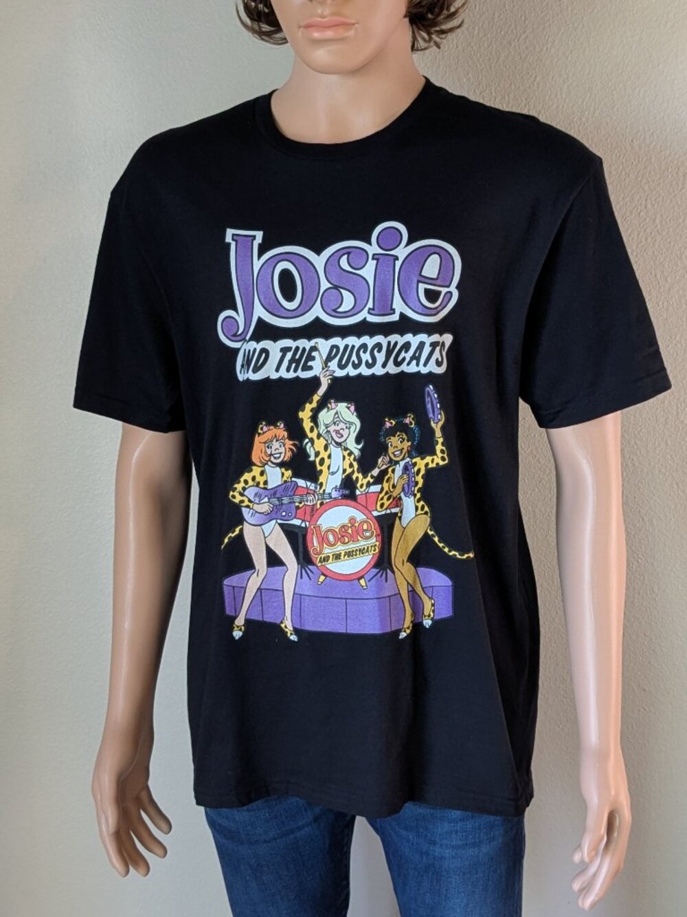 Josie & the Pussycats T-Shirt Men's 2XL Black Purple Short Sleeve NWOT Gildan